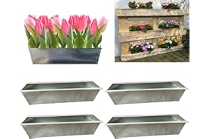 ‎HOSSI'S WHOLESALE Hossi's Wholesale 4er Set Zink Paletten Blumenkästen - Einsatz 38cm groß Silber - aus Metall verzinkt - Zinkkasten Pflanzkasten Balkonkasten Blumentopf für Europaletten