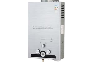 CO-Z Chauffe-Eau à Gaz Instantané 13,6kW GPL Débit 8L/min Utilisation Extérieures Portable Alimentation Butane Propane LPG Mode Hiver/Eté