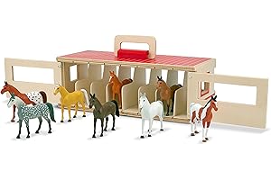 Melissa & Doug Show-Horse Stable | Wooden Play Set, Animal Toys for Girls & Boys | Age 3-5+