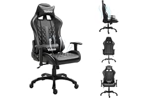Dripex Chaise Bureau Gaming Ergonomique, Reglable en Hauteur, avec Support Lombaire, Fauteuil de Bureau avec Appuie-Tête et Dossier Haut pour Adulte Enfant sans Repose-Pied- Noir