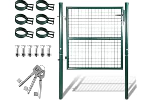 Cecaylie 100x100cm Gartentor, Metall-Gartentor aus verzinktem Stahl, Gartentür für Heckeneinfriedung, Zauntor, Hoftor, inkl. Edelstahlgriff und 3 Schlüsseln, Grün
