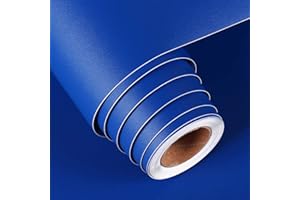 FunStick Gruba folia meblowa Samoprzylepna Blue Wallpaper Matt Blue Tapeta Nursery Folia samoprzylepna Blat kuchenny do szafek Wodoodporny samoprzylepny salon Sypialnia Folia 40CM x 2M