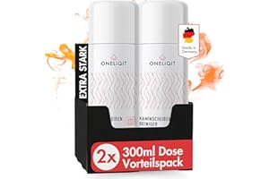 ONELIQIT® Kaminscheibenreiniger, Kaminglasreiniger extra stark 2 x 300ml mit Hochleistungs Aktivschaum Rezeptur für die effektive Beseitigung von hartnäckigen Verbrennungsrückständen