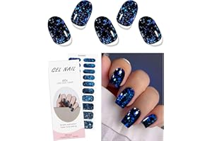 JMEOWIO Autocollants en gel semi-durci bleu foncé et vert pour ongles UV/LED - Accessoires de décoration