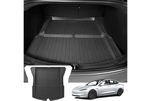 ASZSK Tappetini per Bagagliaio per Tesla Model 3 2024 2025, Tappetino Bagagliaio in TPE per Tesla Model 3 Highland, Tappeto Baule Anteriore e Posteriore, Nero