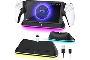 AceGamer Supporto di ricarica RGB per portale P5, stazione di ricarica portatile per console P5, accessori con 7 modalità di illuminazione e cavo di tipo C, ricarica rapida con luce (nero)