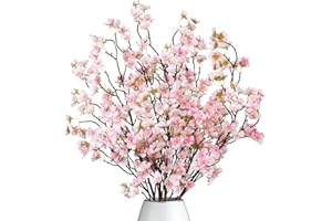 ‎DREMISLAND Dremisland 4 Stück Künstliche Kirschblüte Zweige Rosa Pfirsichblumen 100cm Gefälschte Kunstblumen Bulk Seidenblumen Kunstpflanzen Dekoblumen Lange Stiele für Hochzeit Tisch Vase Dekor