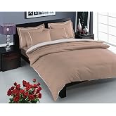 Ta&ccedil; Prestige Saten Delux D&uuml;z %100 Pamuk Saten Nevresim Takımı, Cappucino, &Ccedil;ift Kişilik