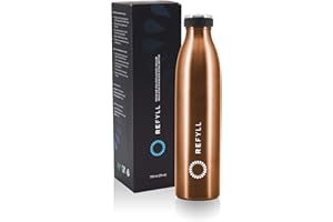 REFYLL Butelka termiczna ze stali nierdzewnej "dailyFYLL" - 500 ml, 750 ml, 1 l - Termos z podwójną izolacją próżniową i szczelnym zamknięciem - Butelka izolacyjna na sport, uczelnię, biuro, szkołę