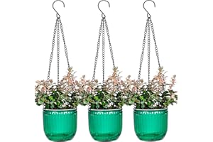 JOSTEVE 4.5 Inch 3 Pcs Self Watering Hanging Planter Indoor Plant Hanging Pots with Drainage Holes, Outdoor Small Hanging Planters Flower Pot Basket, Visible Water Level, Plant Hanger Home Decor, Gardening