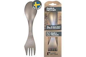 Light My Fire Göffel Titan Spork, ultraleichtes Titan Besteck, 3-in-1 Campingbesteck mit Löffel Gabel Messer, Outdoor Besteck für unterwegs, Löffel To Go - Robustes Reisebesteck aus Schweden