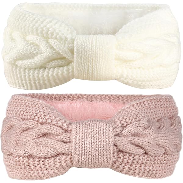 YOFASEN 3 Stück Stirnbänder Damen – Gestrickt, Beige Grau Rosa, Für Winter & Outdoor