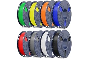 ‎SUNLU SUNLU PLA+ 2.0 Filament Bündel 2KG, Multicolor Upgrade High Speed PLA+ Filament 1.75mm ±0.02mm, 250g per Spool, 8 Packs, Schwarz+Weiß+Grau+Rot+Blau+Grün+Gelb+Orange