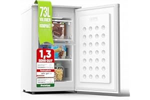 Stillstern Gefrierschrank C (73L) 4-Sterne-Gefrierfach -18°C geringer Energieverbrauch, 3 Fächer, stufenlos regelbare Temperatur, wechselbarer Türanschlag, Gefrierschrank Klein, Tiefkühlschrank Weiß