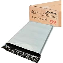 Lot De 100 Enveloppes Plastique Expédition Opaques 400x500 Mm - Pochette VAD 65 Microns, Légère Et Imperméable