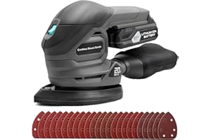 BLUEMARS 20V Cordless Mouse Sander, Mini Handheld Sander for Wood,Drywall,Floor, 20Pcs Sandpapers, 12000 RPM Detail Sanders with Dust Collection Bag, 2.0AH Battery and Charger Included