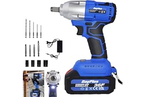 DICN ELECTRONIC 1/2 Inch Impact Wrench Gun Electirc Driver Square 18V 4 Sockets Rechargable Battery Cordless w/Case Portable Direction Control 420N.m Torque LED Job Light for Home Project Car Tyre Repair