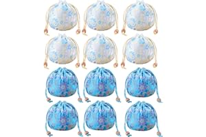 GGUFAY Seta Broccato Borsa per Gioielli 11x11cm (12pcs) per Bomboniere per Matrimoni, Coulisse Porta Monete Bustina Ricamata Borsa Candy al Cioccolato per Natale Nuovo Anno Festa di Compleanno