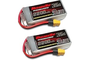 RoaringTop Batterie Lipo 3S 2200mAh 11.1V 35C Batterie de Taille Courte avec XT60 Plug pour 1:14 RC Voiture/Camion RC Avion Quadcopter Hélicoptère(2 PCS)
