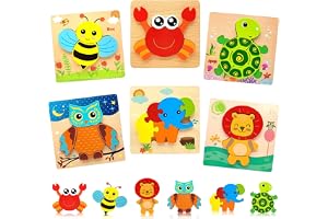 AM ANNA Wooden Puzzles for Toddlers 1-3 Year Old Girl Toy, Baby Montessori Toys 12-18 Months Birthday Gifts,Wooden Animal Puzzles Toy Life Learning Educational Preschool Toys - 6 Pack (6 Pack)