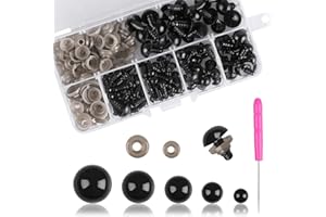 funvce 100 Stück Sicherheitsaugen für Häkeltiere, Kunststoff Knopfaugen zum Annähen, Amigurumi Augen mit Unterlegscheiben für Puppe,Plüschtier,Teddyaugen