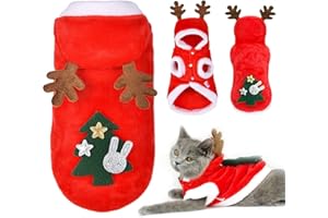 CYKAPU Cat Christmas Outfit, Dog Christmas Clothes with Santa Claus Hat, Outfits Hoodies for Dogs Puppy Cats, Christmas Pet Clothes for Dogs Puppy Cats Christmas Party(Small)