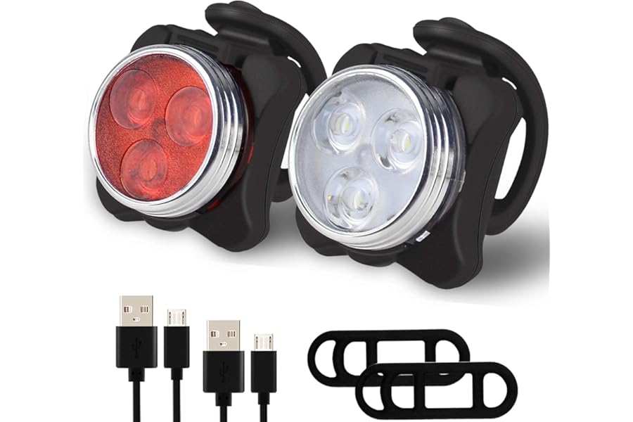 Balhvit Bike Light Set, Super Bright USB Rechargeable Waterproof Mountain Road Safety & Easy Mount LED Bicycle Lights, USB Cycling Front & Rear Light