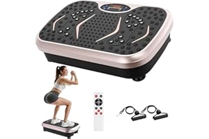 ‎TLGREEN TLGREEN Vibrationsplatte 99 Stufen 5 Trainingsprogramme, Kompaktes Design, Leiser Motor, Trainingsbänder, rutschfest, Fitness Vibrationsboard für Zuhause, Fettverbrennung & Muskelaufbau