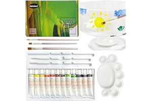 Halobios 12 Color Glass Paint, Non-toxic High Saturation Color Glass Pigment, Glasses Paint for Decorative Design, Includes Palette and Brush