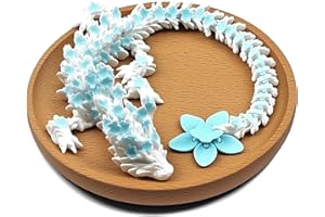 KPSRFG 3d Printed Dragon, Blue and White Cherry Blossom Fidget Toys, Articulated 3D Printed Dragon for Desk Decoration, Desk Toys Home Office Decor