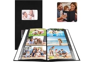 XYVOR Album Fotografico 10x15 300 Tasche, Album Foto con Tasche, Album Fotografico Grande, Album Portafoto, per Compleanni, Matrimoni, San Valentino, Natale (Nero, 50 Fogli/100 Pagine)