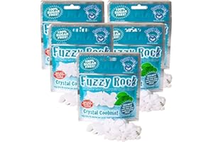 Fuzzy Rock Crystal Coolmint - Natural Sugar-Free Breath Freshener with Xylitol Crystals for Fresh Breath, Clean Teeth & Healthy Gums | Great for Travel, Gum Health & Oral Care (5 Packs)