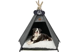 Mooipet Tipi Zelt für Haustiere mit doppelseitigem Kissen Haustierzelt für Hunde/Katzen Haustierhütte Abnehmbar und Waschbar Hundehaus für Meerschweinchen Kaninchen Hamster Kätzchen 40x40x50cm