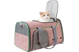 PETCUTE Trasportino Gatto,Portabile e Traspirante Trasportino per Cani e Gatti,Borsa da Trasporto Pieghevole per Gatti Cani Piccoli con Materasso Morbido,Cinghia di Sicurezza Interna