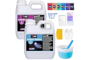 LET'S RESIN Resine Epoxy Kit 2,4L/80oz, Résine Epoxy sans Bulles, 1:1 en Volume, Resine Epoxy Transparente pour Gobelets, Moules, Bijoux, Résine d'art avec 6 Poudres de Mica, Grande Tasse en Silicone