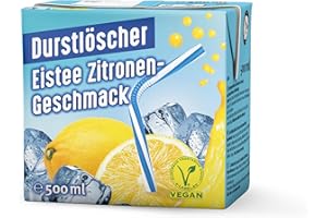 ‎DURSTLÖSCHER Durstlöscher Eistee Zitrone 24 x 500 ml: Erfrischungsgetränk mit Tee-Extrakt & Zitronengeschmack, Pfandfreies Trinkpäckchen, Vegan, Ohne Kohlensäure, Fruchtig, Ideal Für Unterwegs & Zuhause