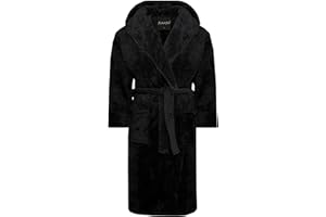 MICHAEL PAUL Dressing Gowns for Men | Super Soft Snuggle Hooded Dressing Gown in Grey Navy Black | Men's Warm and Cozy Fleece Nightwear Robe | Gifts for Him