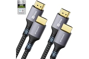 Câble certifié HDMI 2.1 2m(lot de 2),Stouchi 8K Ultra HD 48 Gbit/s haute vitesse 8K60 4K120 144 Hz RTX 3080 eARC HDR10 4:4:4 HDCP 2.2&2.3 Dolby compatible avec FireTV/PS5/Xbox Series X/Samsung/Sony/LG