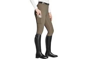 FitsT4 Sports Reitleggings Damen Reithose Silikon vollbesatz mit Handytasche und Gürtelschlaufen für Reitsport Pferdetraining