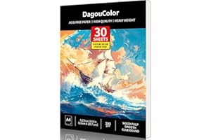 DagouColor A4 30 Sheets Watercolour Paper Pad for Acid-free Art Drawing Paper for Artists, Wood Pulp Smooth Glue Bound, 300 gsm, 21 cm x 29.7 cm (BOAT)