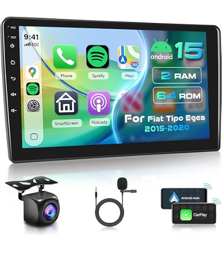Autoradio 9 Pollici Per FIAT Egea Tipo 2015-2018 | Android 15 Con 6GB RAM E 128GB ROM | GPS CarPlay Android Auto DAB DSP | Octa-Core 2 Din