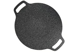 FRILLA Piastra per griglia coreana da 32 cm, antiaderente, padella per griglia rotonda, per barbecue da esterno, camping, portatile, con manico, in lega di alluminio, piastra per fornello coreano, adatta per