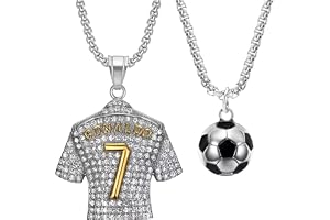 2-delat halsband set - fotbollströja, halsband, herr, fotbollsarmband för pojkar nummer 7 hänge, silver fotbollströja gåvor f