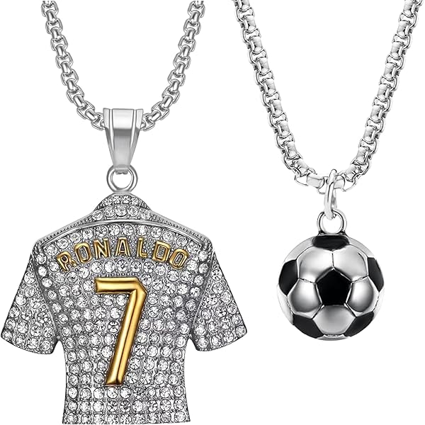 CANRNYACBZ 2 stuks jersey halsketting nummer 7, jersey hanger, halsketting, diamant nummer 7, kinderen, jongens, sleutelbeenketting, hiphop, cadeau voor balspelliefhebbers