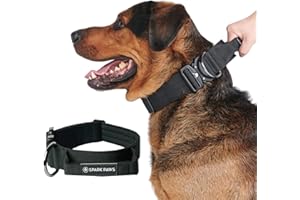 Spark Paws Taktisches Hundehalsband – Robuste, Premium-Qualität, Dick und Langlebig für Große und Mittelgroße Hunde - Schwarz - M: 23-39kg [5cm]