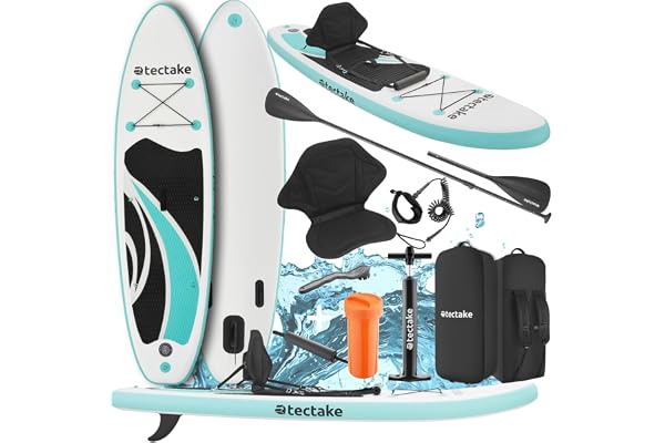 tectake® Planche de Stand-up Paddle Gonflable Adulte Kayak avec Pompe à air, Pagaie Pagaie pour Sport Nautique, Siege Paddle rembourré