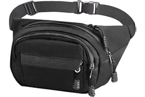 GRACETOP Marsupio Uomo con 4 Zip Cintura Regolabile e Marsupio in Tessuto Oxford, Marsupio Running Unisex Impermeabile per Corsa Ciclismo Escursione Campeggio (Nero)