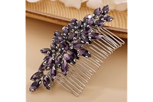 Chargances Crystal Bridal Hair Comb Purple Wedding Rhinestonel Hair Side Comb Fashion Hair Clip Handmade Hair Accessories for Bride Wedding Prom Flower Girl Headpieces (Purple)