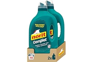 Norit Complet - Detergente Líquido para Toda la Ropa, Máxima Limpieza y Luminosidad, Cuida y Suaviza el Tejido, Mantiene Aspecto, Forma y Color Tras Lavado - Pack de 2 x 1,75 L