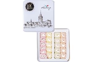 Turkish Delight Halal Sweets Snacks Gift Set by Parahon Traditional Turkish Treats for Women & Men for Tea or Coffee Sweets in Luxury Tin Box (Rolled Fruit Aroma Lokum 500g)